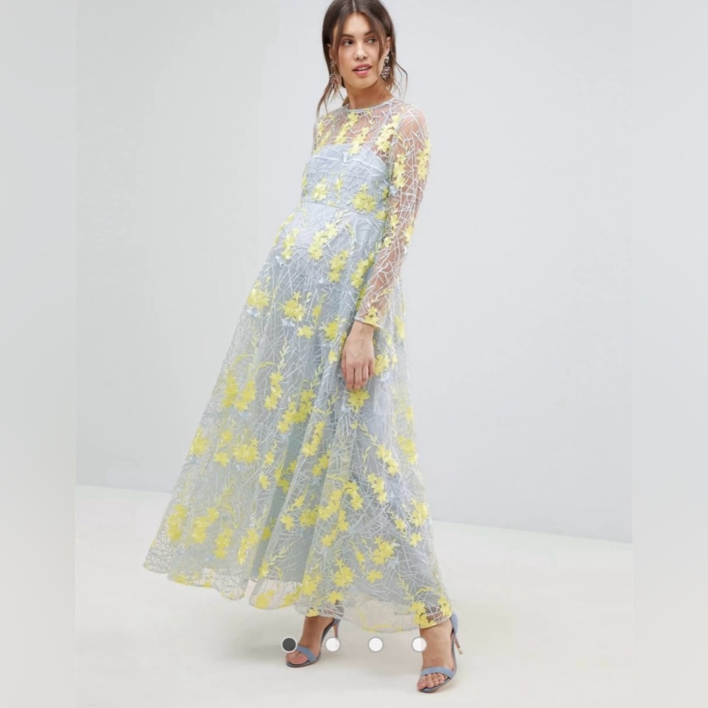 Maternity embroidered maxi dress